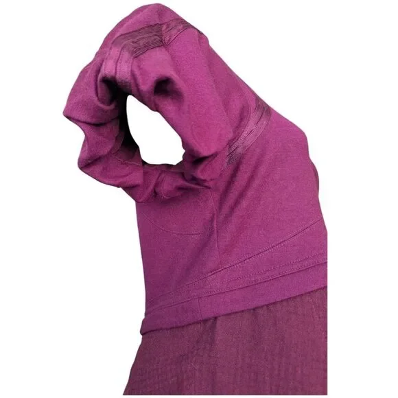 Unique Marc Jacobs Wool Purple Margenta Puff Sleeves  V Neck A Line  Dress - Picture 2 of 14